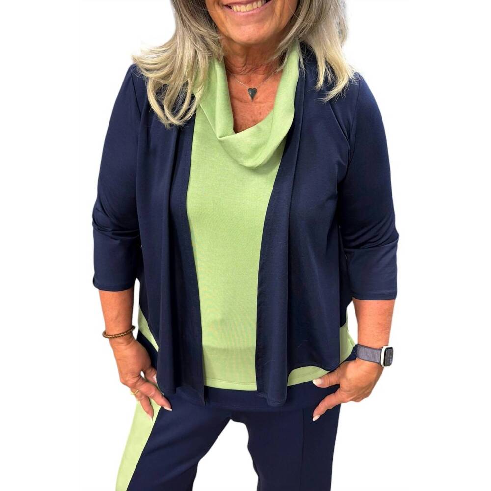 NEW PURE ESSENCE three quarter sleeve cover up cardigan in navy